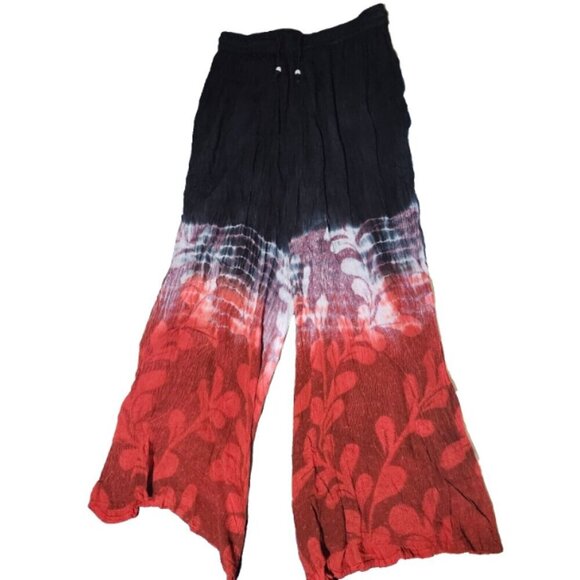 Papa Vancouver Pants Boho Wide Leg Crinkle Fabric Rayon Made in India - Picture 2 of 10